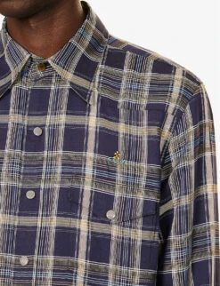Vivienne Westwood Check-pattern Brand-embroidered Relaxed-fit Woven Shirt -AllSain Clothing Shop R04147880 BLUE ALT04