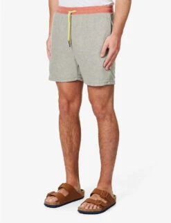 PAUL SMITH Colour-blocked Drawstring-waistband Towelling Shorts -AllSain Clothing Shop R04148054 EMERALDGREEN ALT02