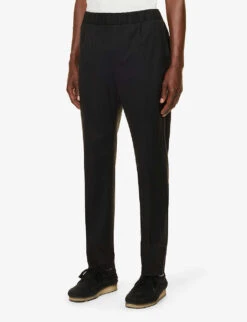 Paige Snider Elasticated-waistband Tapered-leg Regular-fit Stretch-woven Trousers -AllSain Clothing Shop R04148217 BLACK ALT02