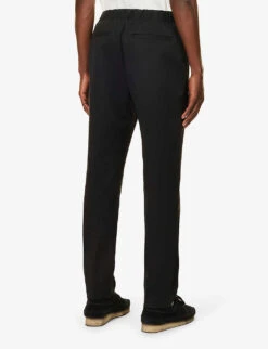 Paige Snider Elasticated-waistband Tapered-leg Regular-fit Stretch-woven Trousers -AllSain Clothing Shop R04148217 BLACK ALT03