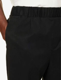 Paige Snider Elasticated-waistband Tapered-leg Regular-fit Stretch-woven Trousers -AllSain Clothing Shop R04148217 BLACK ALT04