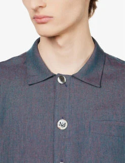 Chest-pocket Boxy-fit Linen Shirt -AllSain Clothing Shop R04148357 TEAL ALT04