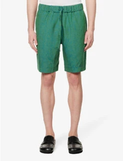 Drawstring-waistband Regular-fit Linen Shorts 7 Drawstring-waistband Regular-fit Linen Shorts -AllSain Clothing Shop R04148358 EMERALD ALT02