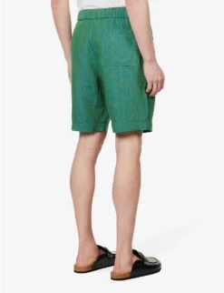 Drawstring-waistband Regular-fit Linen Shorts 8 Drawstring-waistband Regular-fit Linen Shorts -AllSain Clothing Shop R04148358 EMERALD ALT03