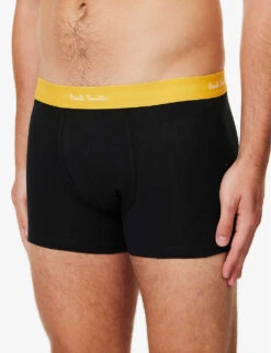 PAUL SMITH Pack Of Seven Logo-waistband Organic Stretch-cotton Trunks -AllSain Clothing Shop R04148415 BLACKS ALT03
