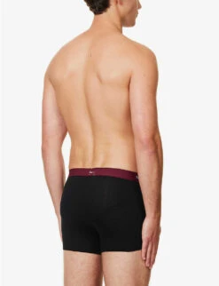 PAUL SMITH Pack Of Three Logo-waistband Organic Stretch-cotton Trunks -AllSain Clothing Shop R04148418 BLACKS ALT02