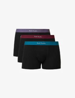 PAUL SMITH Pack Of Three Logo-waistband Organic Stretch-cotton Trunks