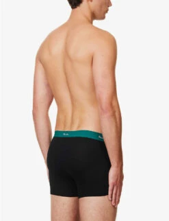 PAUL SMITH Pack Of 3 Logo-waistband Stretch Organic-cotton Trunks -AllSain Clothing Shop R04148419 BLACKS ALT02