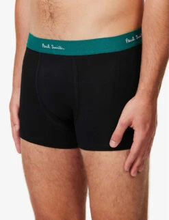 PAUL SMITH Pack Of 3 Logo-waistband Stretch Organic-cotton Trunks -AllSain Clothing Shop R04148419 BLACKS ALT03