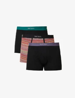 PAUL SMITH Pack Of 3 Logo-waistband Stretch Organic-cotton Trunks