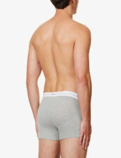 PAUL SMITH Logo-waistband Marl-pattern Stretch Organic-cotton Trunks -AllSain Clothing Shop R04148420 GREYS ALT02