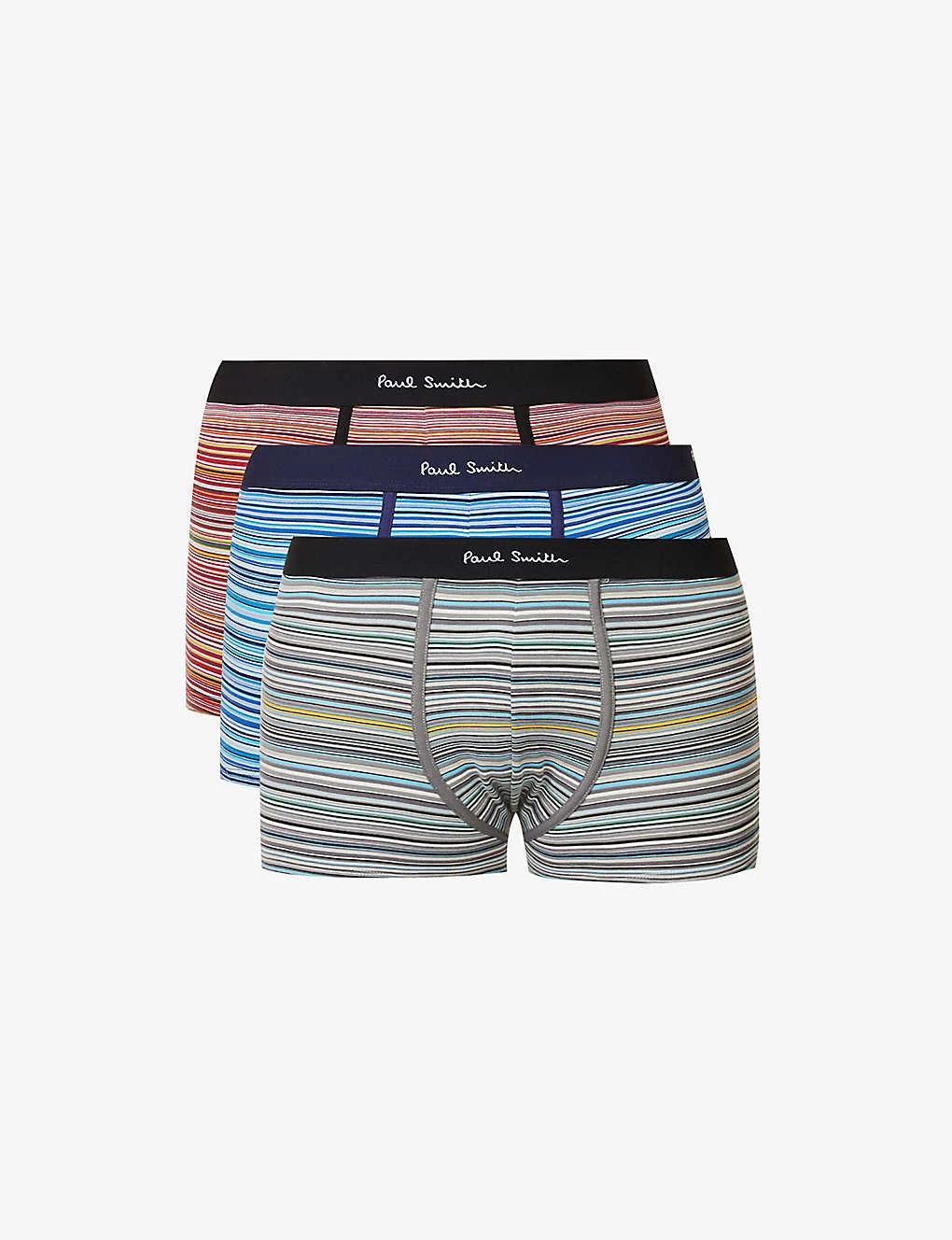 PAUL SMITH Pack Of Three Stripe Stretch Organic-cotton Trunks 1 PAUL SMITH Pack Of Three Stripe Stretch Organic-cotton Trunks