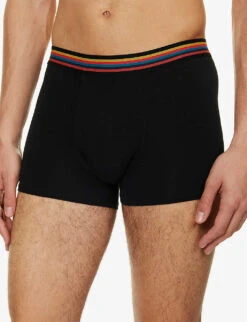 PAUL SMITH Logo-waistband Mid-rise Pack Of Three Stretch-cotton Trunks 7 PAUL SMITH Logo-waistband Mid-rise Pack Of Three Stretch-cotton Trunks -AllSain Clothing Shop R04148424 BLACKS ALT03
