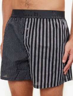 PAUL SMITH Striped Mid-rise Woven Boxers -AllSain Clothing Shop R04148427 BLACKS ALT03