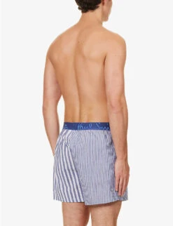 PAUL SMITH Striped Mi-rise Woven Boxers 6 PAUL SMITH Striped Mi-rise Woven Boxers -AllSain Clothing Shop R04148428 BLUES ALT02