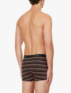 PAUL SMITH Striped Mid-rise Organic Stretch-cotton Trunks -AllSain Clothing Shop R04148429 BLACKS ALT02