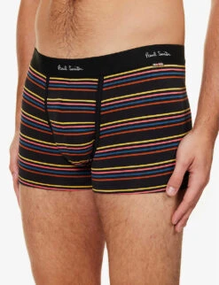 PAUL SMITH Striped Mid-rise Organic Stretch-cotton Trunks -AllSain Clothing Shop R04148429 BLACKS ALT03