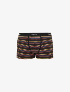 PAUL SMITH Striped Mid-rise Organic Stretch-cotton Trunks