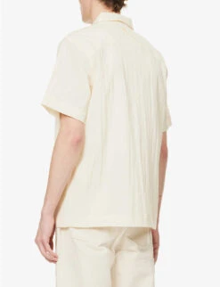 Brand-embroidered Boxy-fit Wool-blend Shirt -AllSain Clothing Shop R04148564 NATURAL ALT03