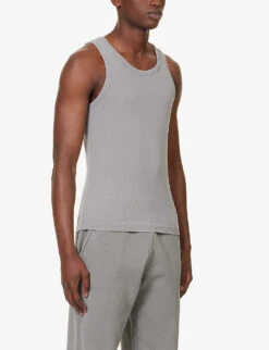 Ribbed-weave Faded Organic Stretch-cotton Top 7 Ribbed-weave Faded Organic Stretch-cotton Top -AllSain Clothing Shop R04149479 RHINO ALT02