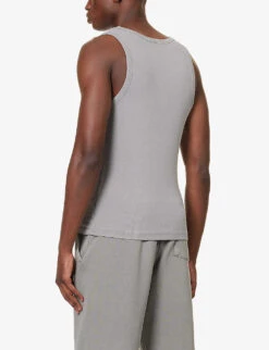 Ribbed-weave Faded Organic Stretch-cotton Top 8 Ribbed-weave Faded Organic Stretch-cotton Top -AllSain Clothing Shop R04149479 RHINO ALT03