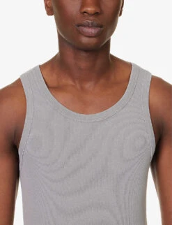 Ribbed-weave Faded Organic Stretch-cotton Top 9 Ribbed-weave Faded Organic Stretch-cotton Top -AllSain Clothing Shop R04149479 RHINO ALT04