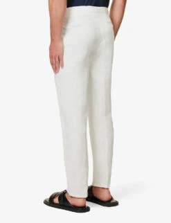 ORLEBAR BROWN Griffon Brand-patch Regular-fit Tapered-leg Linen Trousers -AllSain Clothing Shop R04150095 SANDBAR ALT03