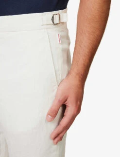 ORLEBAR BROWN Griffon Brand-patch Regular-fit Tapered-leg Linen Trousers -AllSain Clothing Shop R04150095 SANDBAR ALT04