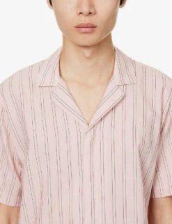 ORLEBAR BROWN Striped Regular-fit Cotton Shirt -AllSain Clothing Shop R04150127 ROSEWHITE ALT04