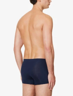 HANRO Pack Of Two Logo-embellished Stretch-cotton Trunks -AllSain Clothing Shop R04150226 LIGHTMELANGEANDNAVY ALT03