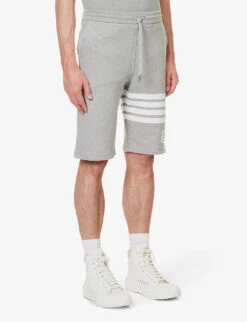 Four-bar Brand-patch Regular-fit Cotton-jersey Shorts 7 Four-bar Brand-patch Regular-fit Cotton-jersey Shorts -AllSain Clothing Shop R04152261 LIGHTGREY ALT02
