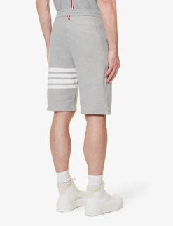 Four-bar Brand-patch Regular-fit Cotton-jersey Shorts 8 Four-bar Brand-patch Regular-fit Cotton-jersey Shorts -AllSain Clothing Shop R04152261 LIGHTGREY ALT03