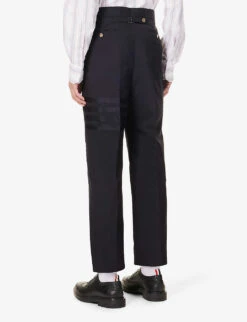 Brand-embellished Slip-pocket Straight-leg Regular-fit Wool Trousers 8 Brand-embellished Slip-pocket Straight-leg Regular-fit Wool Trousers -AllSain Clothing Shop R04152291 DARKBLUE ALT03