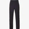 Brand-embellished Slip-pocket Straight-leg Regular-fit Wool Trousers