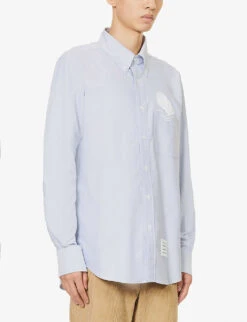 Appliqué-embellished Regular-fit Cotton Shirt 7 Appliqué-embellished Regular-fit Cotton Shirt -AllSain Clothing Shop R04152296 LIGHTBLUE ALT02