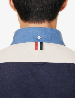 Colour-blocked Brand-patch Regular-fit Cotton-twill Shirt -AllSain Clothing Shop R04152297 OFFWHITE ALT05