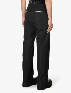 Incision Laser-cut Straight-leg Regular-fit Cotton-blend Trousers 8 Incision Laser-cut Straight-leg Regular-fit Cotton-blend Trousers -AllSain Clothing Shop R04152308 BLACK ALT03