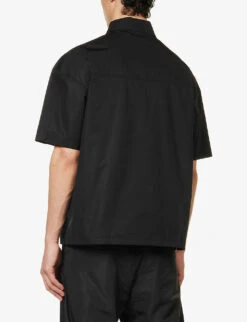 Origami Double-layered Laser-cut Boxy-fit Cotton Shirt -AllSain Clothing Shop R04152311 BLACK ALT03