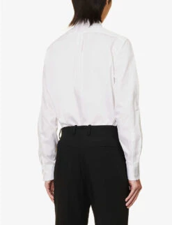Alexander McQueen High Chest Flap-pocket Regular-fit Cotton-poplin Shirt -AllSain Clothing Shop R04153548 WHITE ALT03