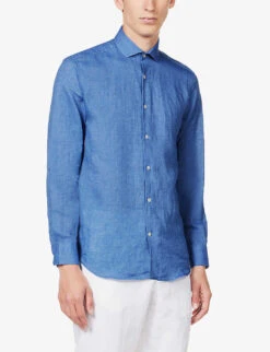 Antonio Regular-fit Linen Shirt -AllSain Clothing Shop R04153581 CHATEAUBLUE ALT02