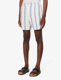 Paige Gatlin Striped Linen-blend Shorts -AllSain Clothing Shop R04154366 OCEANGLOW ALT02