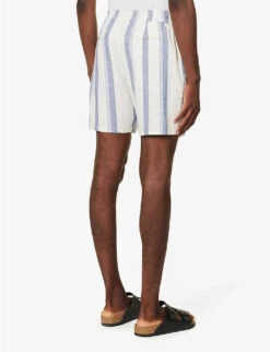 Paige Gatlin Striped Linen-blend Shorts -AllSain Clothing Shop R04154366 OCEANGLOW ALT03
