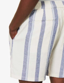 Paige Gatlin Striped Linen-blend Shorts -AllSain Clothing Shop R04154366 OCEANGLOW ALT04