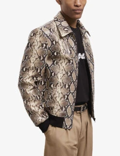 THE KOOPLES Python-effect Collared Leather Bomber Jacket -AllSain Clothing Shop R04154630 PYT04 ALT02