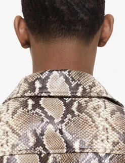 THE KOOPLES Python-effect Collared Leather Bomber Jacket -AllSain Clothing Shop R04154630 PYT04 ALT04