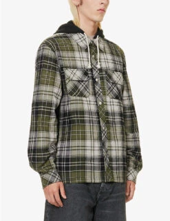 Acne Studios Ollie Plaid-pattern Cotton Hooded Overshirt 7 Acne Studios Ollie Plaid-pattern Cotton Hooded Overshirt -AllSain Clothing Shop R04158752 GREYDARKGREEN ALT02