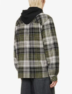 Acne Studios Ollie Plaid-pattern Cotton Hooded Overshirt 8 Acne Studios Ollie Plaid-pattern Cotton Hooded Overshirt -AllSain Clothing Shop R04158752 GREYDARKGREEN ALT03