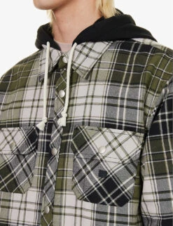 Acne Studios Ollie Plaid-pattern Cotton Hooded Overshirt 9 Acne Studios Ollie Plaid-pattern Cotton Hooded Overshirt -AllSain Clothing Shop R04158752 GREYDARKGREEN ALT04
