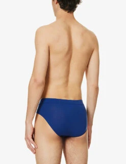 HANRO Logo-tag Stretch-woven Briefs 6 HANRO Logo-tag Stretch-woven Briefs -AllSain Clothing Shop R04160664 SPACEBLUE ALT02