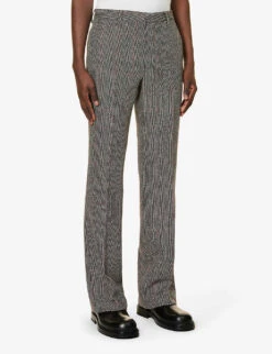 Dries Van Noten Check-print Straight-leg Wool Trousers -AllSain Clothing Shop R04161185 BLACK ALT02